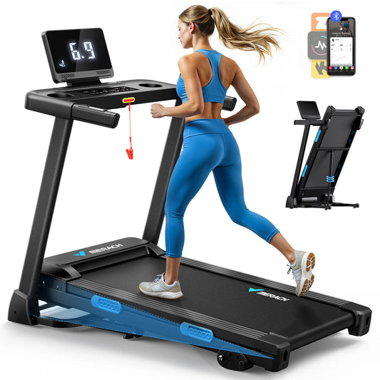 MERACH T12 Foldable Incline Treadmill with Shock Cushioning & Heart Rate Monitoring