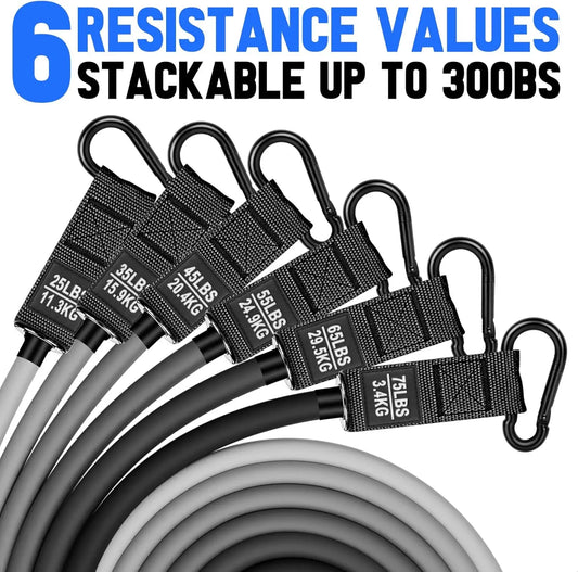Heavy Resistance Band Set – 300lbs, Handles, Door Anchor & Ankle Straps for Home Gym Training