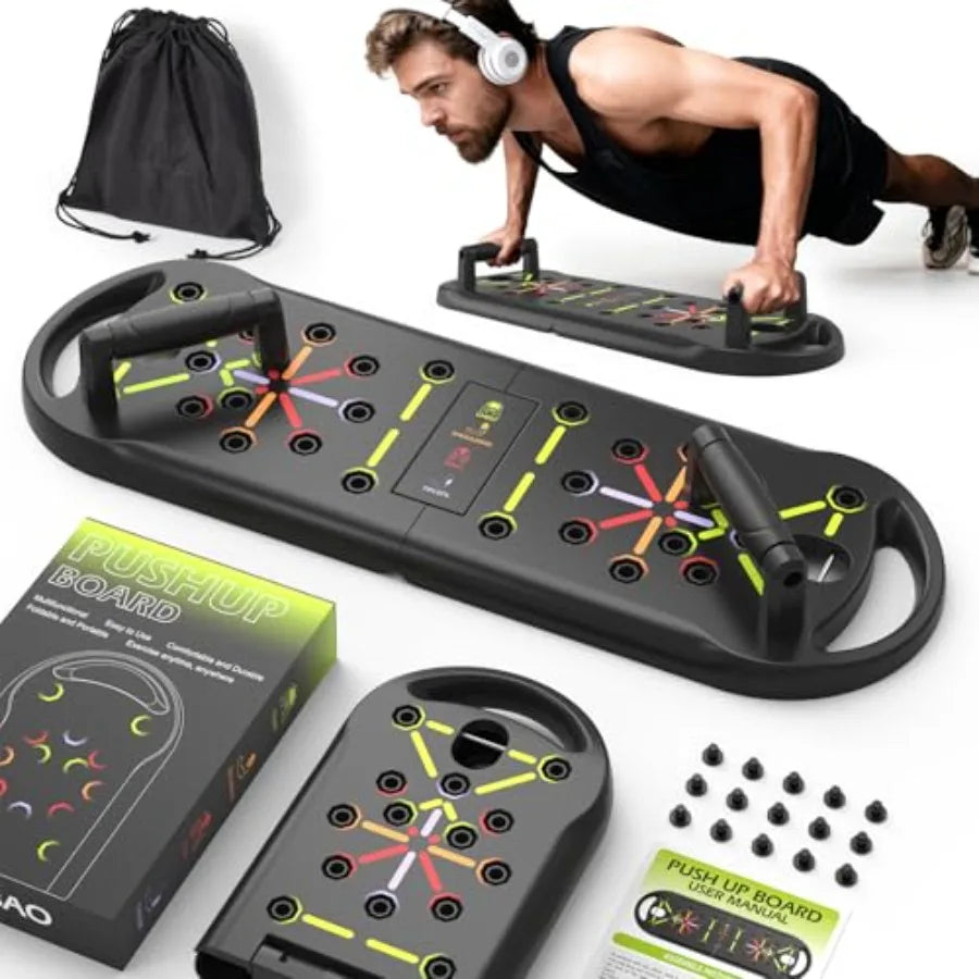20-in-1 Push Up Board System – Home Gym Strength Training Equipment with Push Up Handles