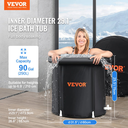 Portable Ice Barrel Plunge Pool Cold Water Therapy for Athlete Recovery Fold Bathtub with Cover
