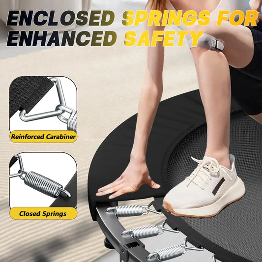 40" Foldable Fitness Rebounder Trampoline – Mini Exercise Trampoline with Adjustable Handle (350 lb Capacity)