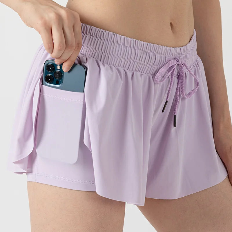2 in 1 Jogger Flowy Athletic Shorts for Women Gym Yoga Workout Running Tennis Skirt Comfy Skort Lounge Cute Clothes Casual Wear