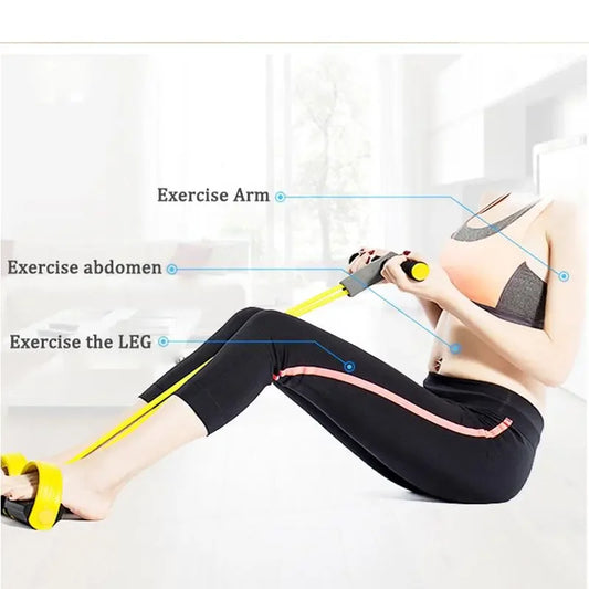 4-Tube Pedal Resistance Bands – Elastic Fitness Trainer for Home Workouts, Yoga & Stretching