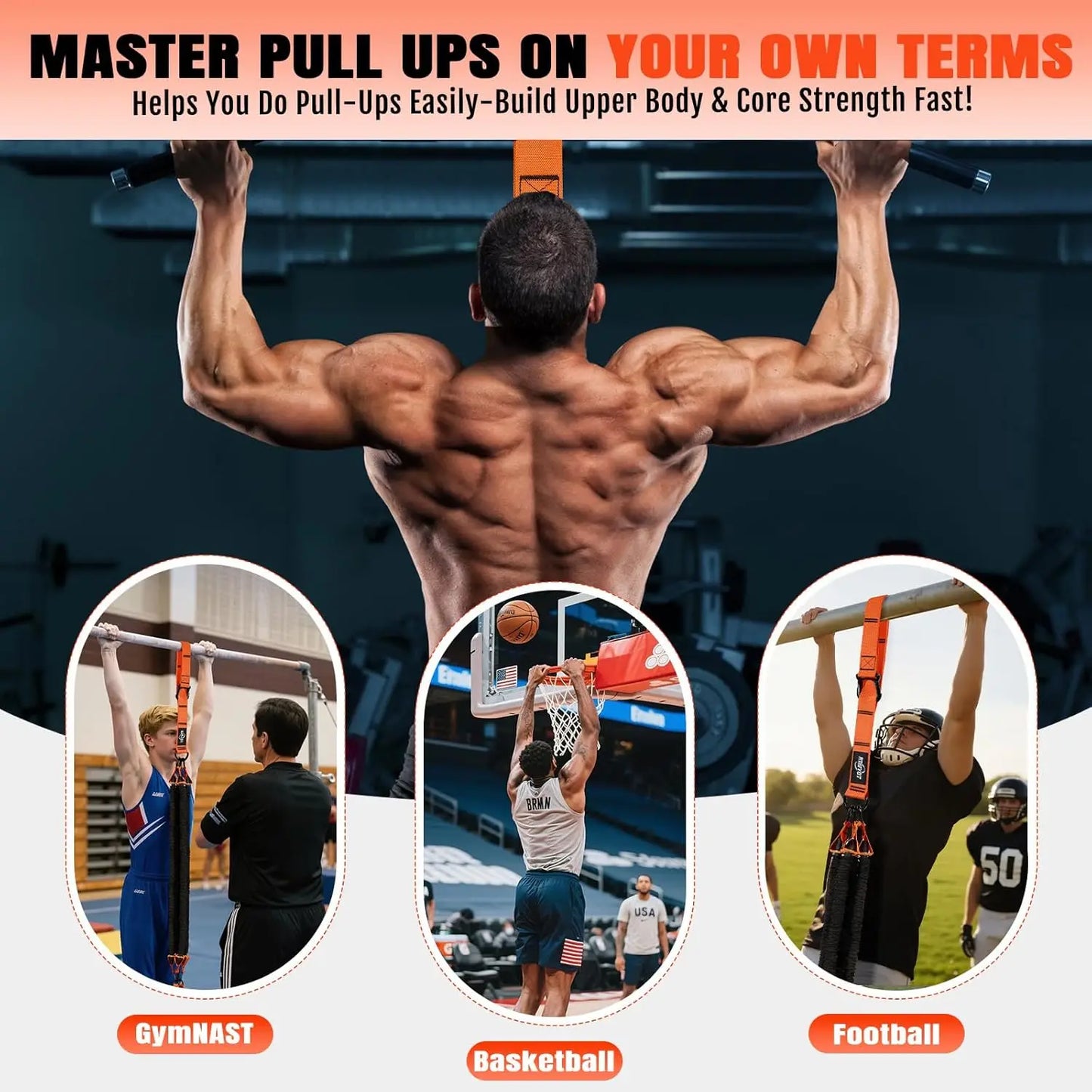 Heavy Duty Pull Up Assist Bands with Handles, Adjustable Resistance for Full Body Workout and Home Gym Training