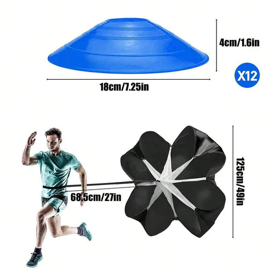 Speed & Agility Training Set – 20ft Agility Ladder, Cones, Resistance Parachute & Speed Training Equipment