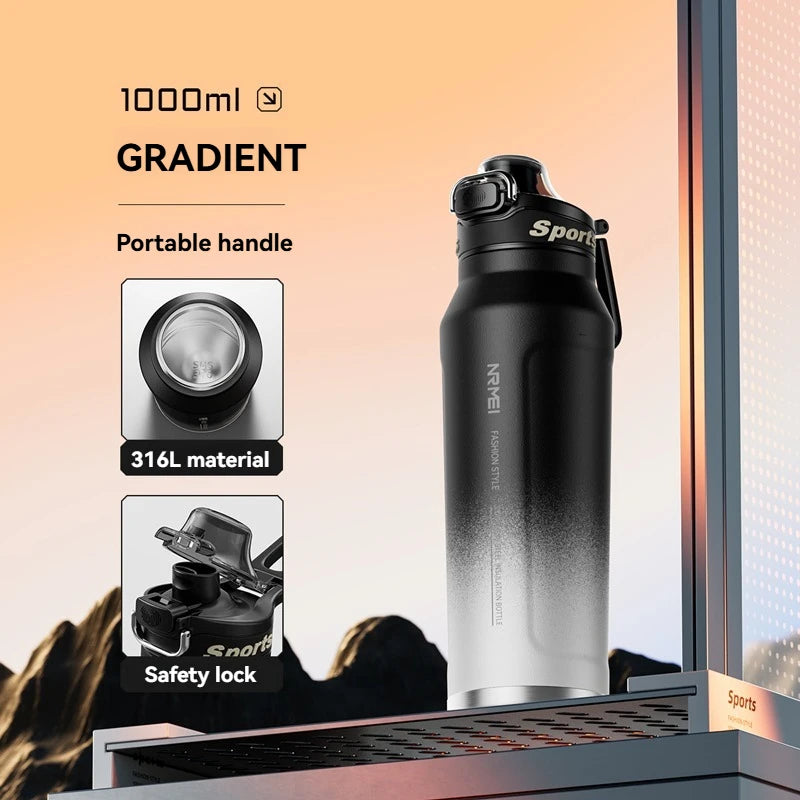 1L Stainless Steel Vacuum Insulated Water Bottle with Handle