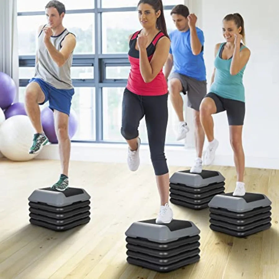Aerobic Step Platform 16” x 16” with 4 Risers – Adjustable Fitness Stepper for Home Cardio & Workout Training