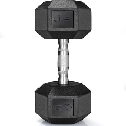 Rubber Coated Hex Dumbbells (30–75 lbs) – Cast Iron, Pair