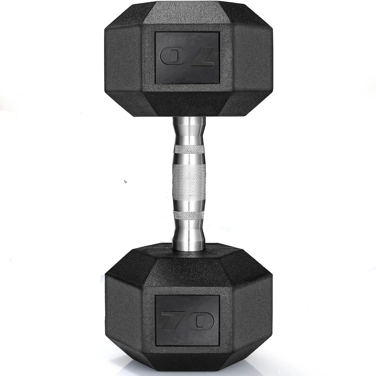 Rubber Coated Hex Dumbbells (30–75 lbs) – Cast Iron, Pair