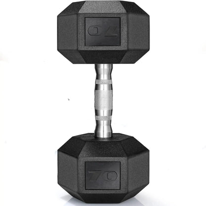 Rubber Coated Hex Dumbbells (30–75 lbs) – Cast Iron, Pair