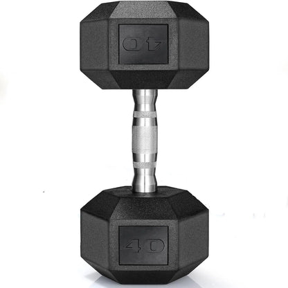 Rubber Coated Hex Dumbbells (30–75 lbs) – Cast Iron, Pair