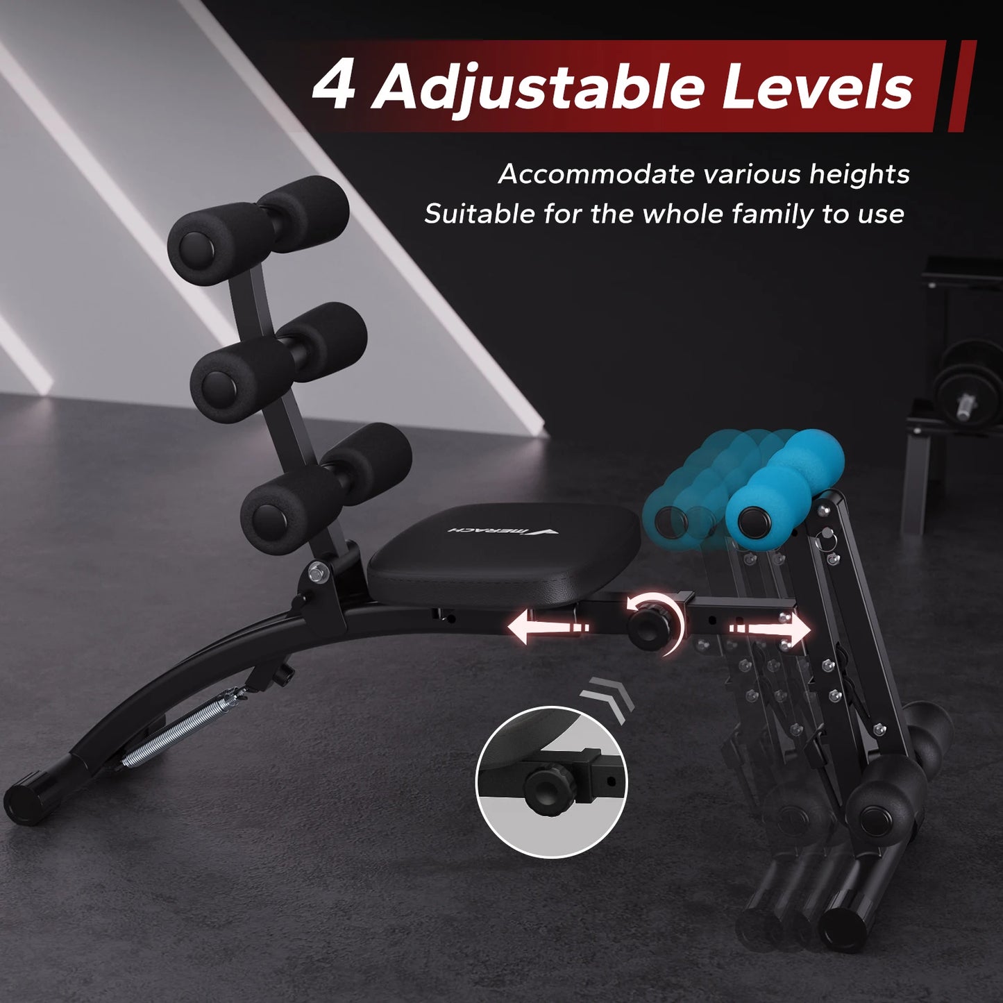 Adjustable Ab Machine Workout Bench – Multi-Functional Sit Up Trainer for Home Gym Fitness