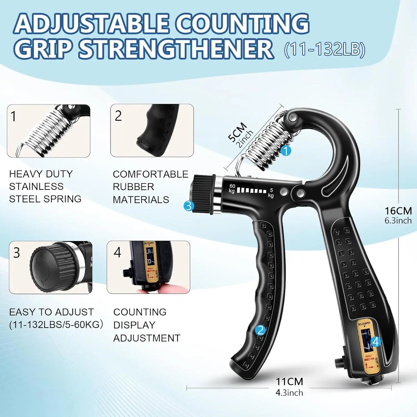 Grip Trainer Kit – Hand Gripper, Finger Exercisers & Forearm Strengtheners