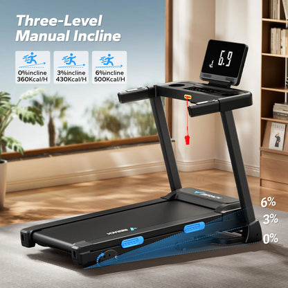 MERACH T12 Foldable Incline Treadmill with Shock Cushioning & Heart Rate Monitoring