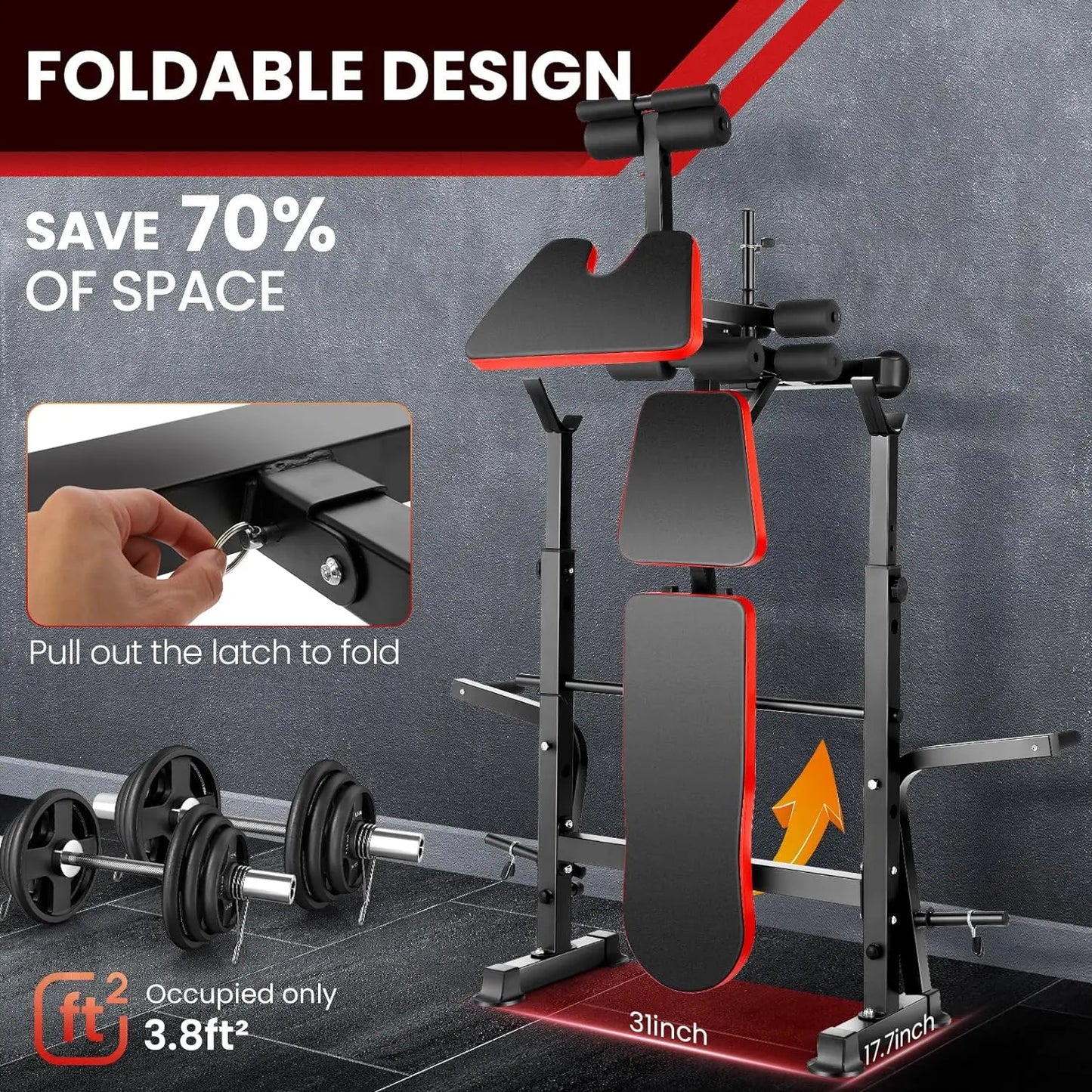 Weight Bench Set with Squat Rack (660 lb Capacity, Adjustable Incline)