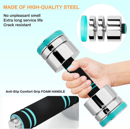 Steel Dumbbells Ultracompact & Adjustable Chrome Dumbbell with Foam Handles 5lb 10lb 15lb 20lb 30lb Home Gym Workout
