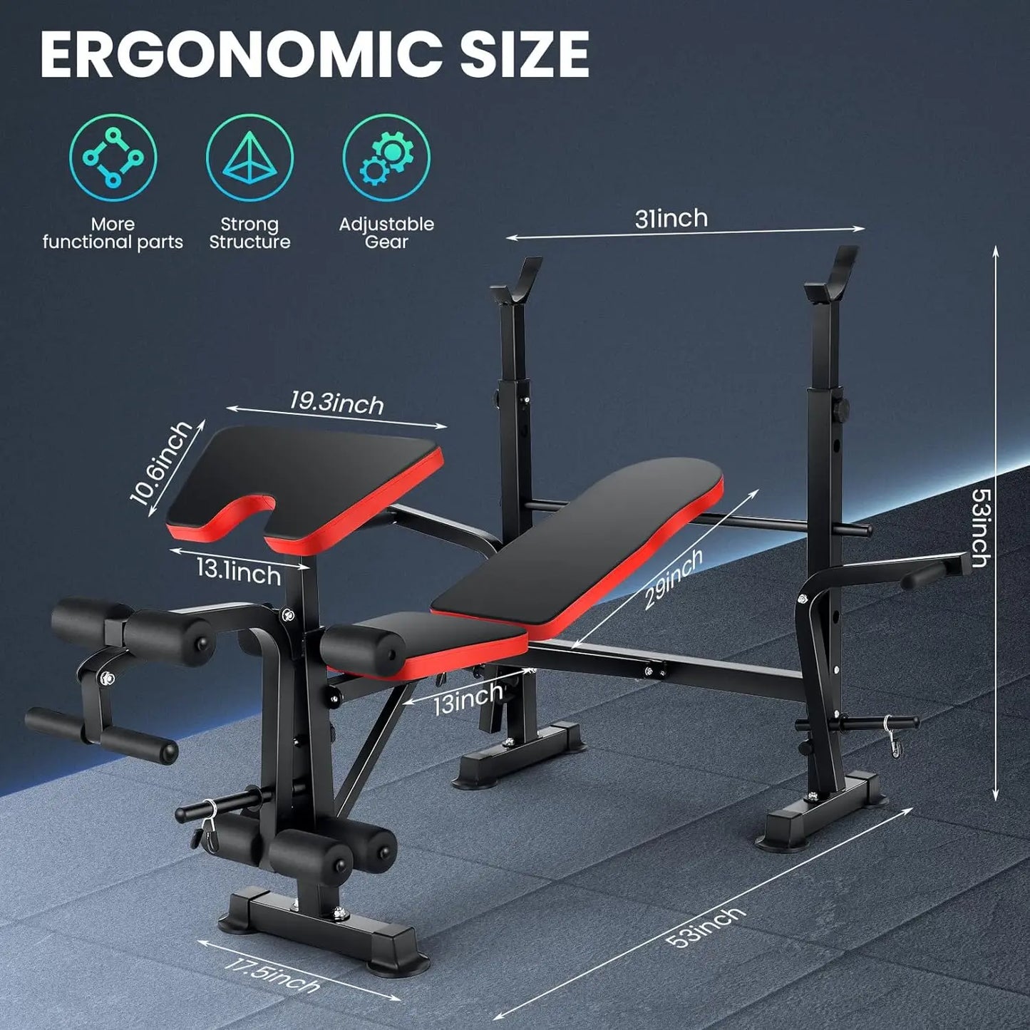 Weight Bench Set with Squat Rack (660 lb Capacity, Adjustable Incline)