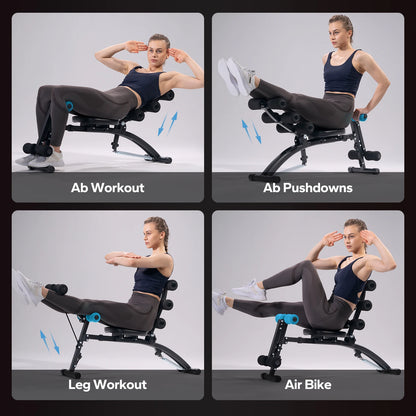 Adjustable Ab Machine Workout Bench – Multi-Functional Sit Up Trainer for Home Gym Fitness