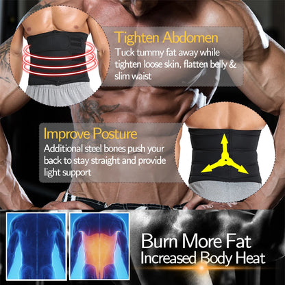 Men’s Waist Trainer – Slimming Belt, Sweat Trimmer & Workout Support