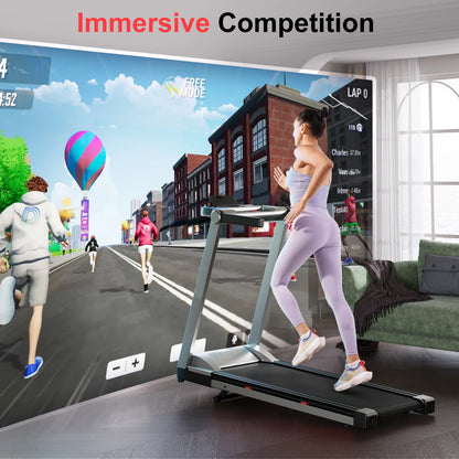 Foldable Incline Treadmill (3.5HP, 350 lb Capacity) with Smart App Tracking