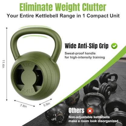 2-in-1 Adjustable Kettlebell & Dumbbell Set – 15–45 LB Weight System for Home Gym Strength Training