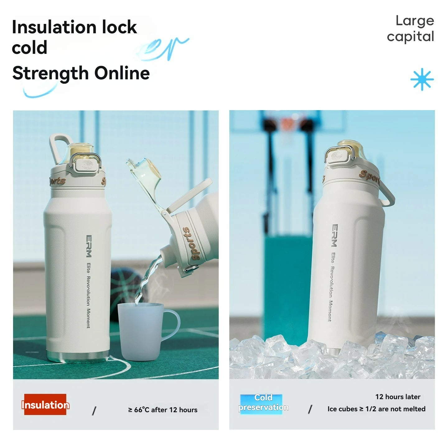 1L Stainless Steel Vacuum Insulated Water Bottle with Handle