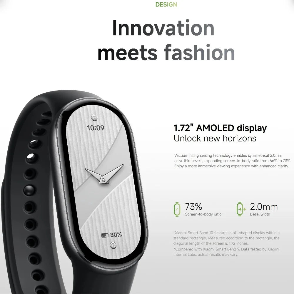 Xiaomi Smart Band 10 Fitness Tracker – 1.72" AMOLED, 150+ Sports Modes, 21-Day Battery