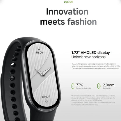 Xiaomi Smart Band 10 Fitness Tracker – 1.72" AMOLED, 150+ Sports Modes, 21-Day Battery
