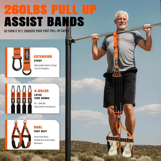 Heavy Duty Pull Up Assist Bands with Handles, Adjustable Resistance for Full Body Workout and Home Gym Training