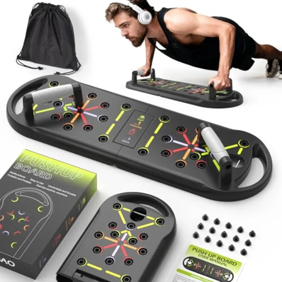 20-in-1 Push Up Board System – Home Gym Strength Training Equipment with Push Up Handles