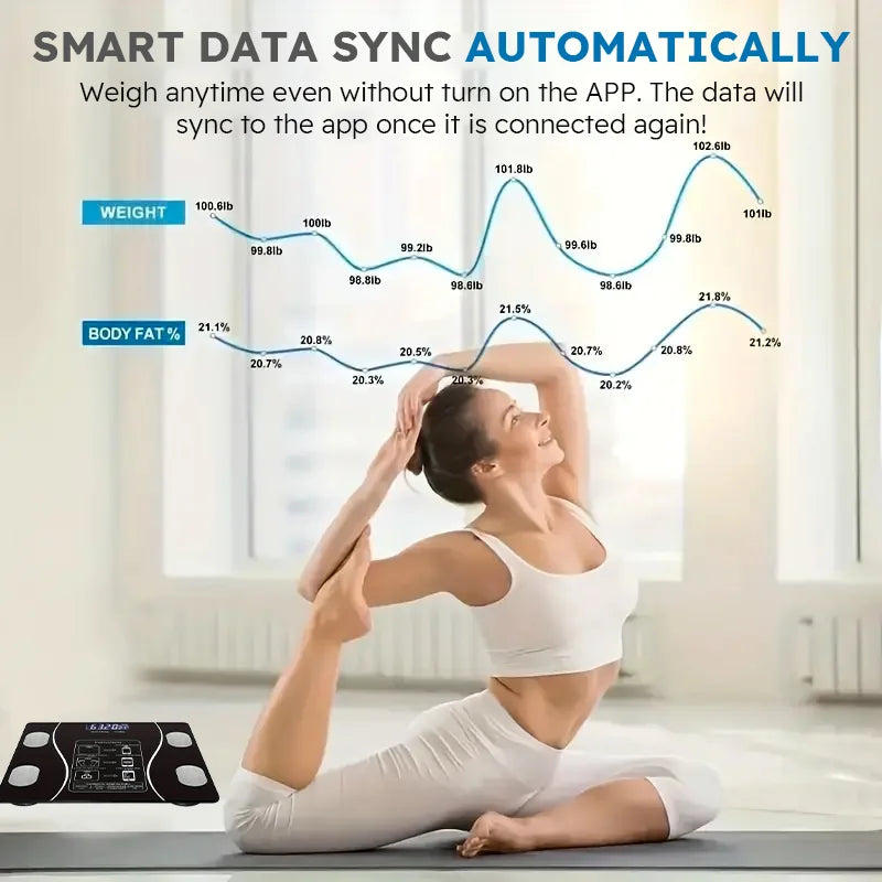Smart Body Fat Scale – Wireless Digital Bathroom Scale with Body Composition Analyzer & LED Display