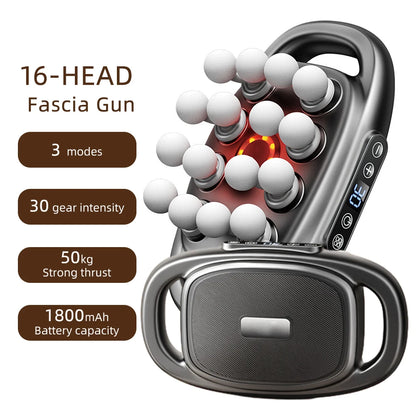 16-Head Fascia Massage Gun – High-Frequency Deep Tissue Muscle Massager for Back, Neck, Shoulders & Waist