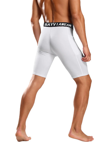 1 Pack Men Compression Shorts with Side Pocket Quick Dry Fitness Running
