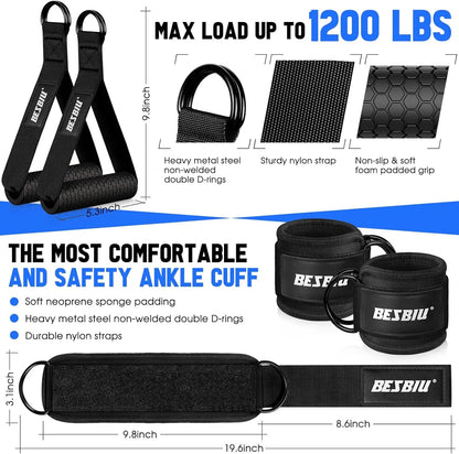 Heavy Resistance Band Set – 300lbs, Handles, Door Anchor & Ankle Straps for Home Gym Training