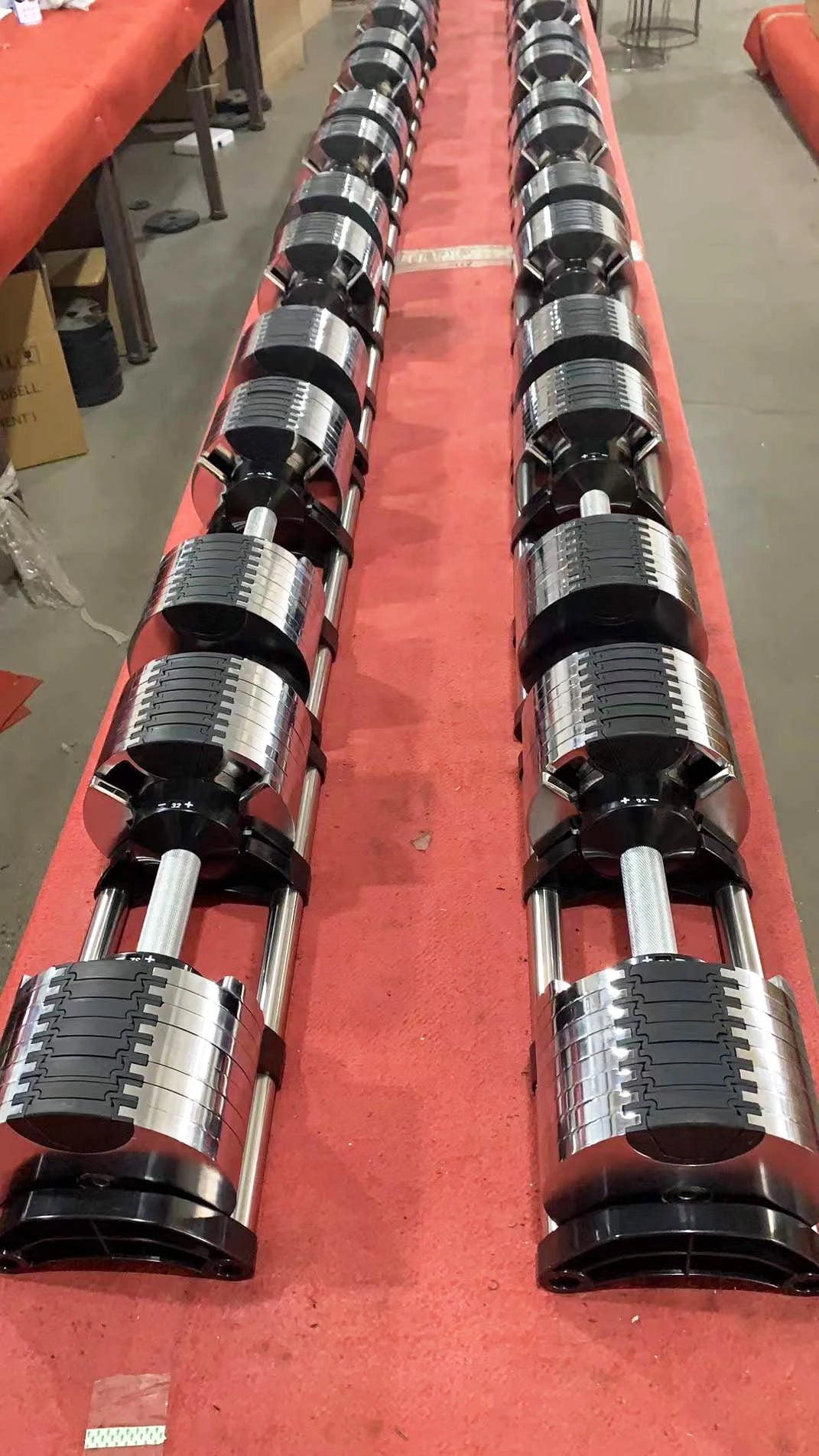 Chrome Adjustable Dumbbell 43kg 45kg 50kg set and Dumbbell rack