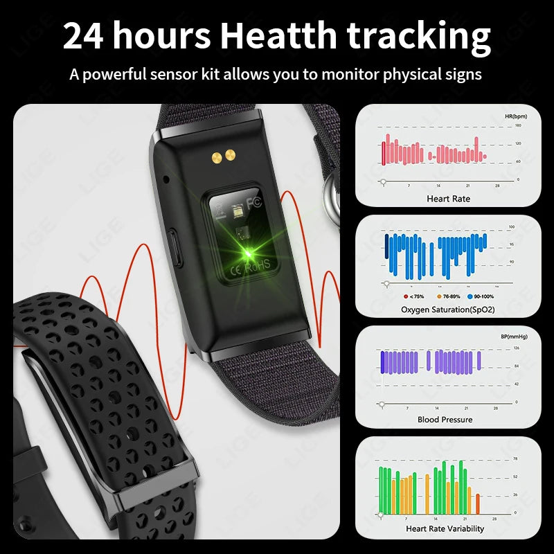 LIGE Smart Fitness Band with Heart Rate & Activity Tracking (iOS/Android)