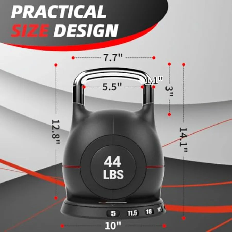 Adjustable Kettlebell Set 44 LB – 7 Weight Levels with Quick-Change Dial for Full-Body Workouts
