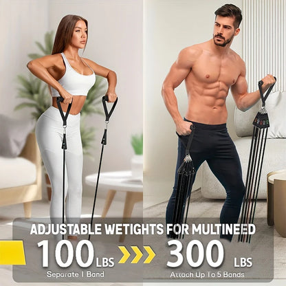 Resistance Band Set – Exercise Bands with Handles, Door Anchor, Ankle Straps & Carry Bag