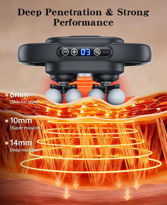 16 Head Massage Gun Deep Tissue, Back Massager for Athletes Pain Relief, Multi Head Massage Gun with 3 Modes 30 Intensities