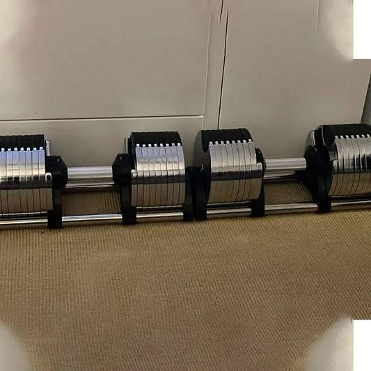 Chrome Adjustable Dumbbell 43kg 45kg 50kg set and Dumbbell rack