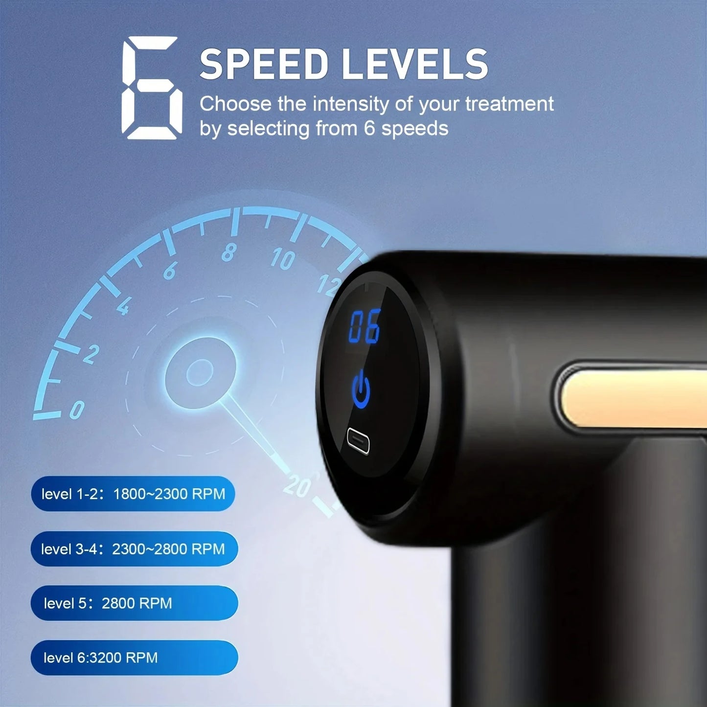 Portable Electric Fascial Massage Gun With LED Touch Screen