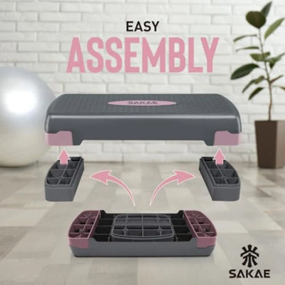 Adjustable Height Aerobic Stepper Set, Multiple Bundle Options with Dumbbells, Kettlebell, Waist Trimmer, Ankle Weights or Weig