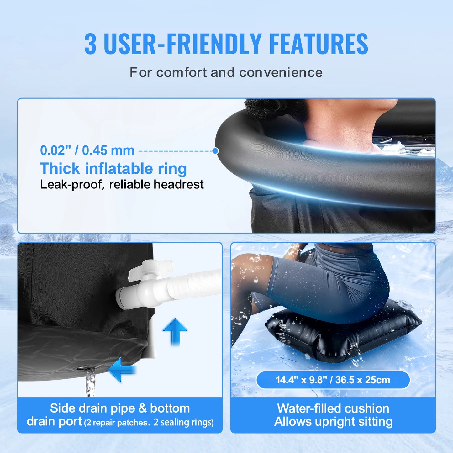 Portable Ice Barrel Plunge Pool Cold Water Therapy for Athlete Recovery Fold Bathtub with Cover