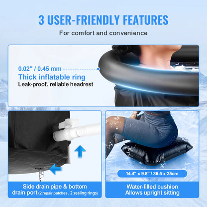Portable Ice Barrel Plunge Pool Cold Water Therapy for Athlete Recovery Fold Bathtub with Cover