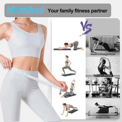 Multi-Functional Ab Workout Board, Foldable Core Trainer Equipment with Resistance Bands, Push-Up Bars, Abdominal Trainer, Full Body Home Gym Fitness Equipment for Abs Legs Arms Training