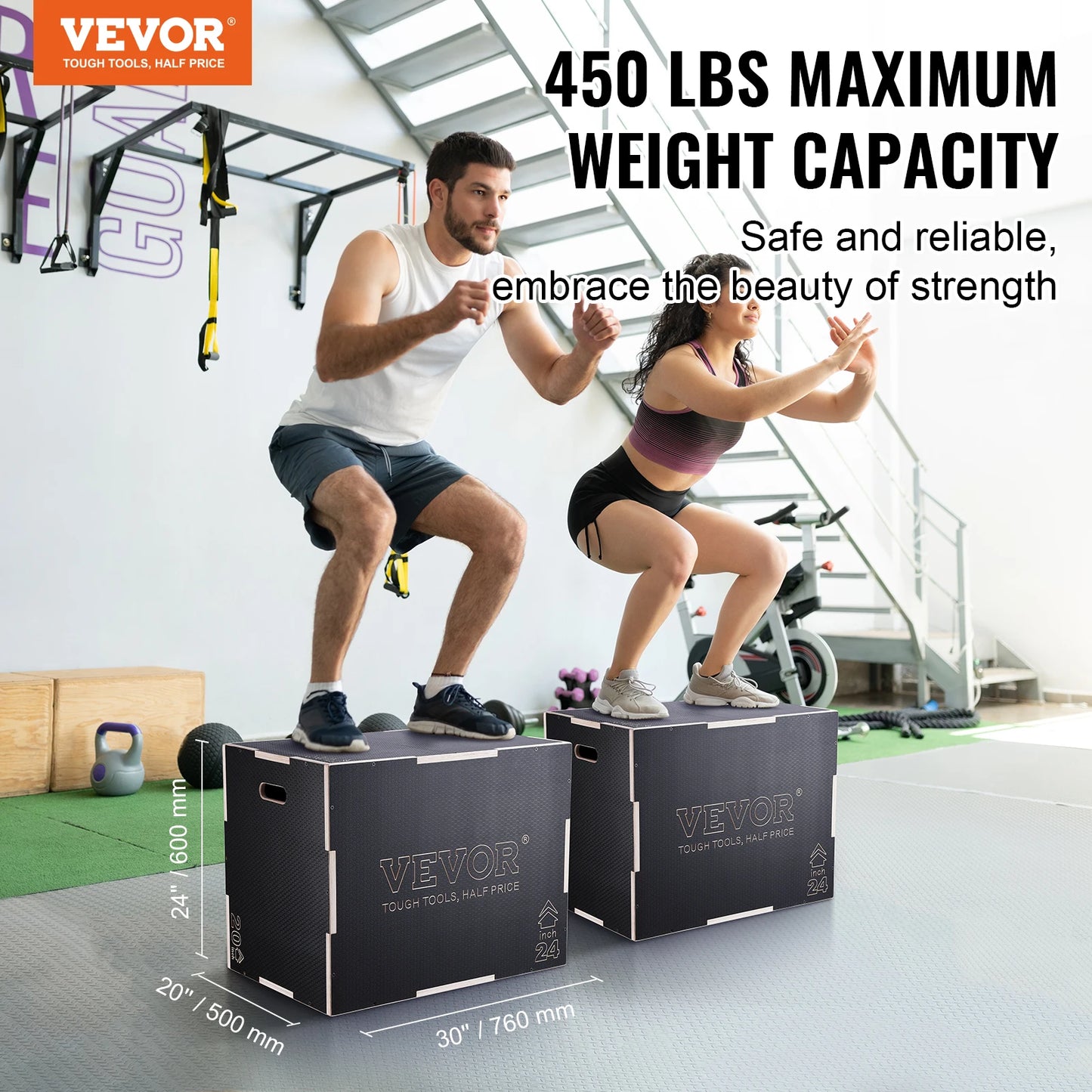 3-in-1 Wooden Plyometric Jump Box – Plyo Box for Home Gym, Conditioning & Strength Training