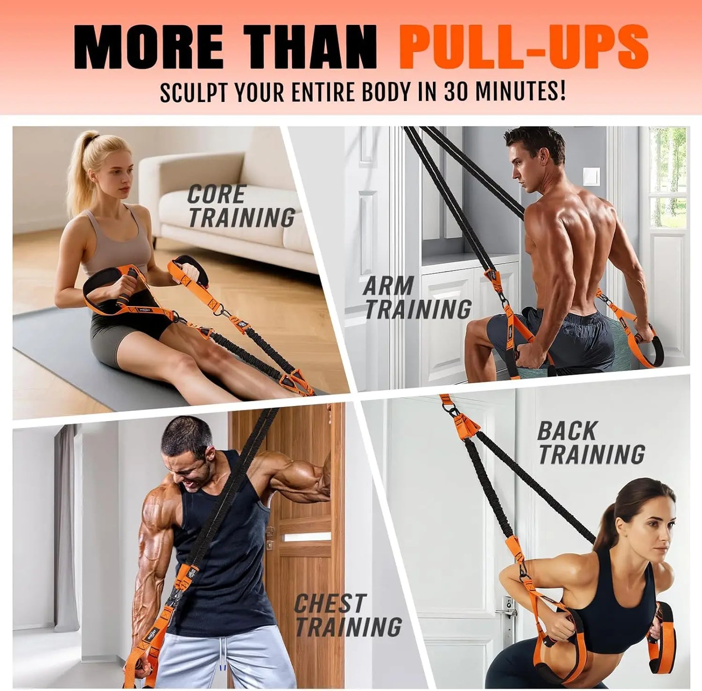 Heavy Duty Pull Up Assist Bands with Handles, Adjustable Resistance for Full Body Workout and Home Gym Training