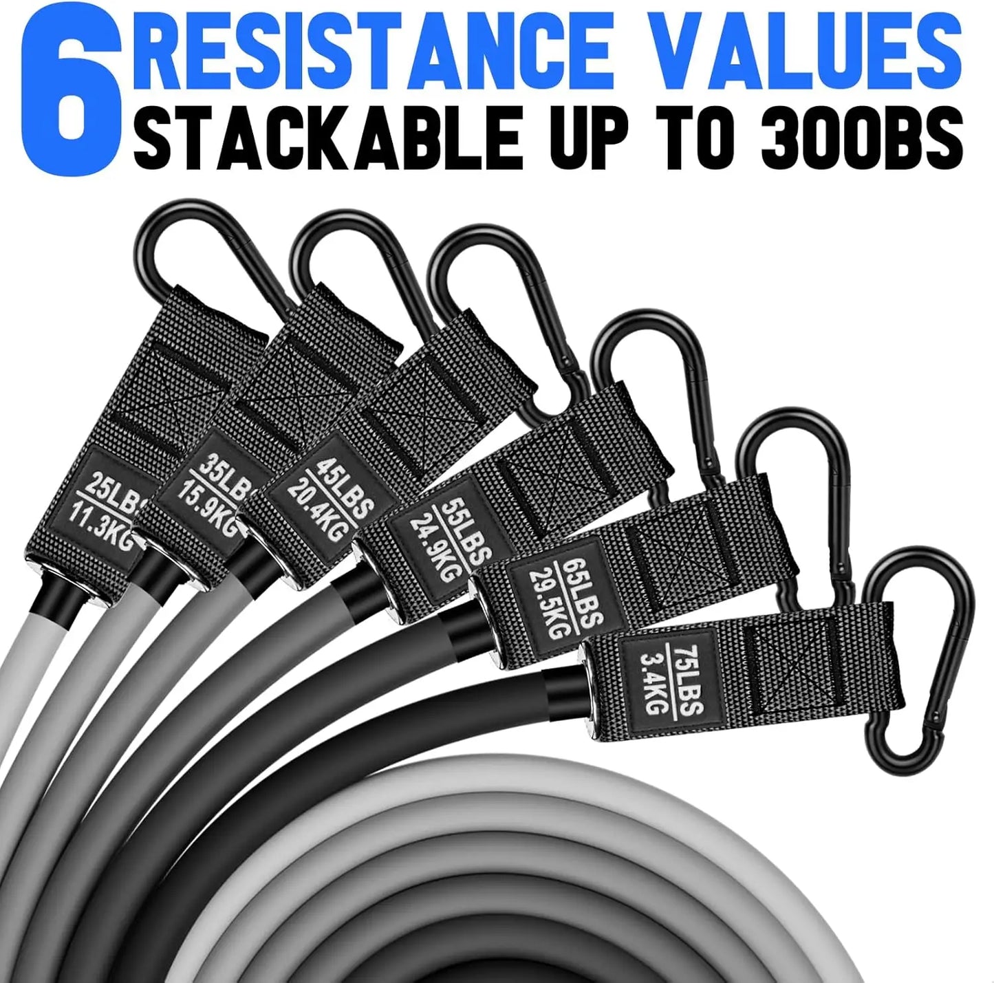 Heavy Resistance Band Set – 300lbs, Handles, Door Anchor & Ankle Straps for Home Gym Training