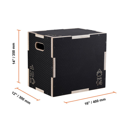 3-in-1 Wooden Plyometric Jump Box – Plyo Box for Home Gym, Conditioning & Strength Training