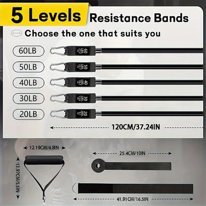 Resistance Band Set – Exercise Bands with Handles, Door Anchor, Ankle Straps & Carry Bag
